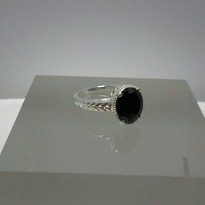 THAI BLACK SPINEL STERLING RING  10